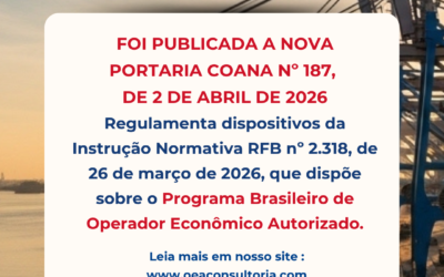 OEA: Publicada a nova Portaria COANA Nº 187, DE 2 DE ABRIL DE 2026
