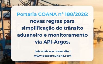 Portaria COANA nº 188/2026: novas regras para simplificação do trânsito aduaneiro